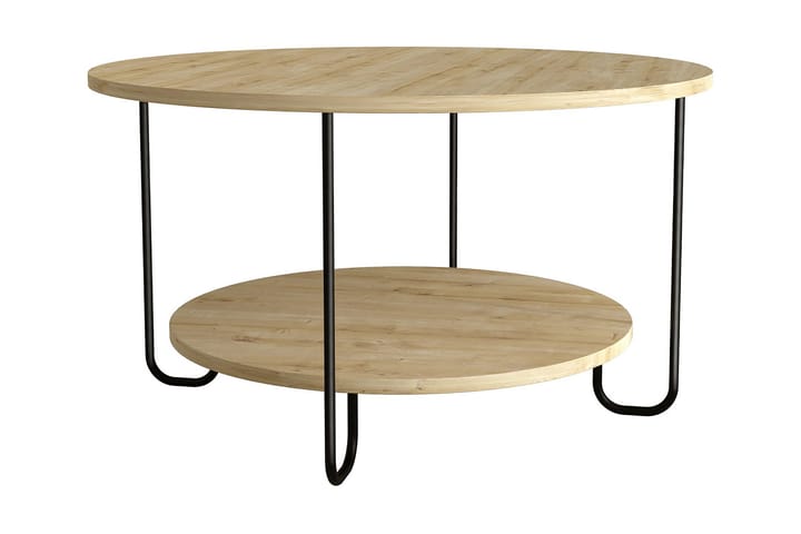 Soffbord Gudmuntorp 80 cm Runt med Förvaring Hylla - Natur/Svart - Möbler - Bord & matgrupp - Soffbord