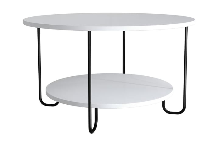 Soffbord Gudmuntorp 80 cm Runt med Förvaring Hylla - Vit/Svart - Möbler - Bord & matgrupp - Soffbord