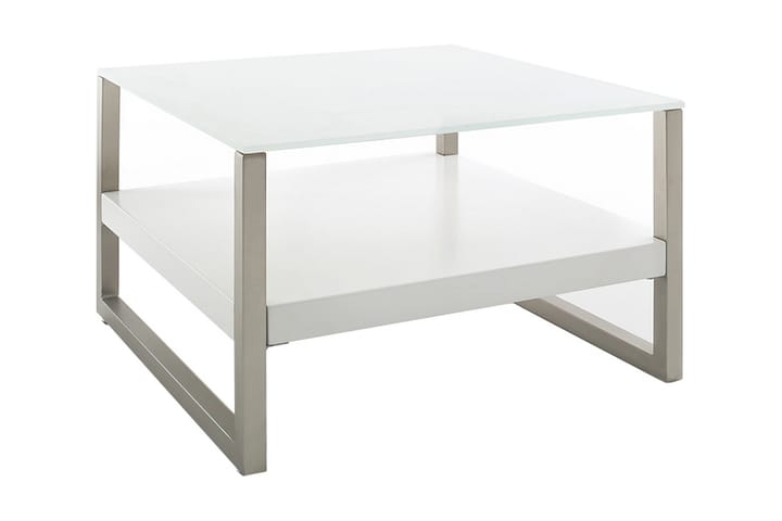 Soffbord Hartson 65 cm med Förvaring Hylla - Glas/Vit/Krom - Möbler - Bord & matgrupp - Soffbord