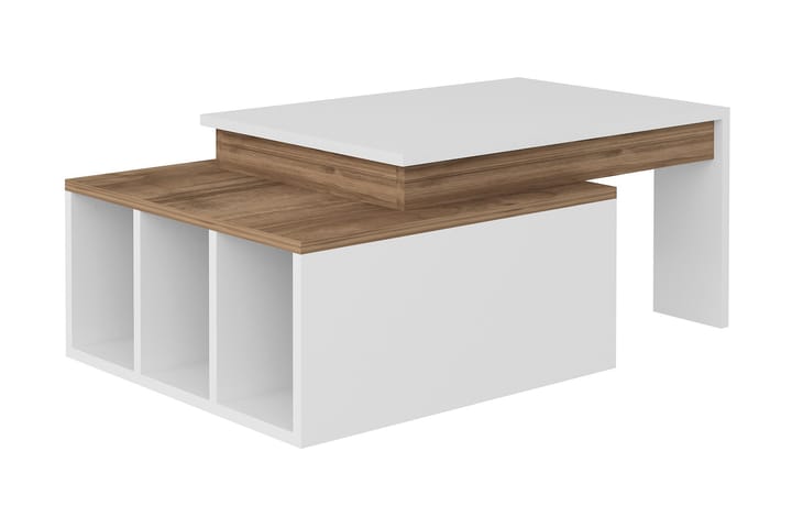 Soffbord Heathow 90 cm med Förvaring Hyllor - Vit/Trä - Möbler - Bord & matgrupp - Soffbord