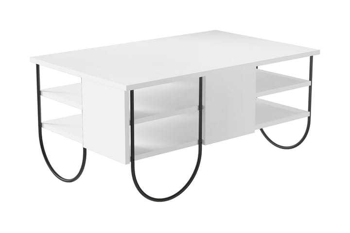 Soffbord Hjortsered 94 cm med Förvaring 2 Hyllor - Vit/Svart - Möbler - Bord & matgrupp - Soffbord