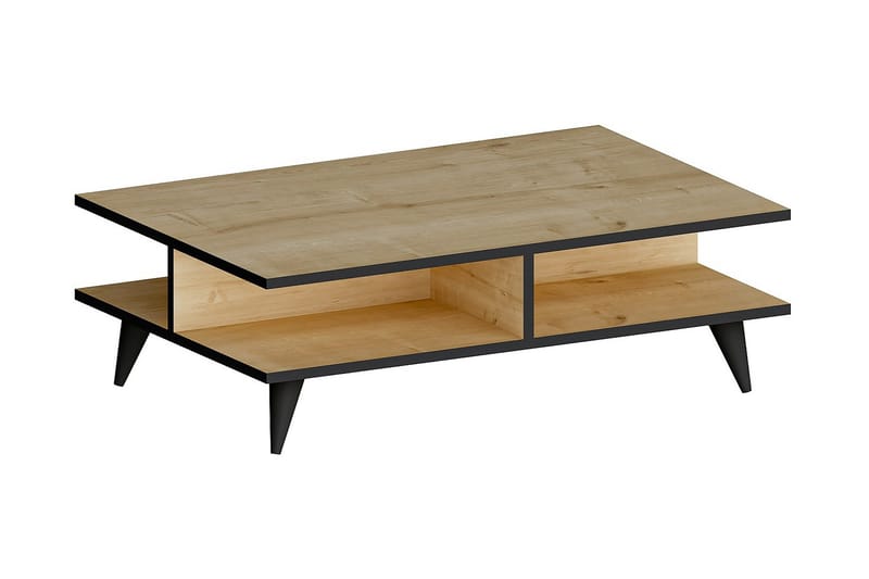 Soffbord Homeier 90 cm med Förvaring Hylla - Ekfärg/Svart - Möbler - Bord & matgrupp - Soffbord