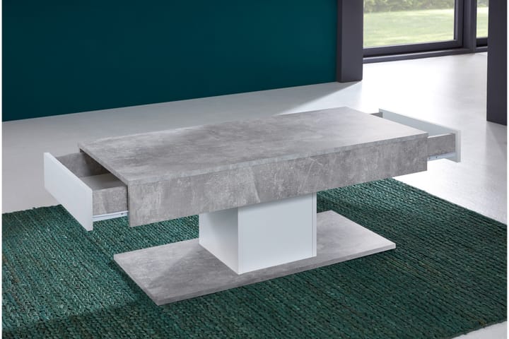 Soffbord Jalili 110 cm med Förvaring Lådor - Betonggrå/Vit - Möbler - Bord & matgrupp - Soffbord