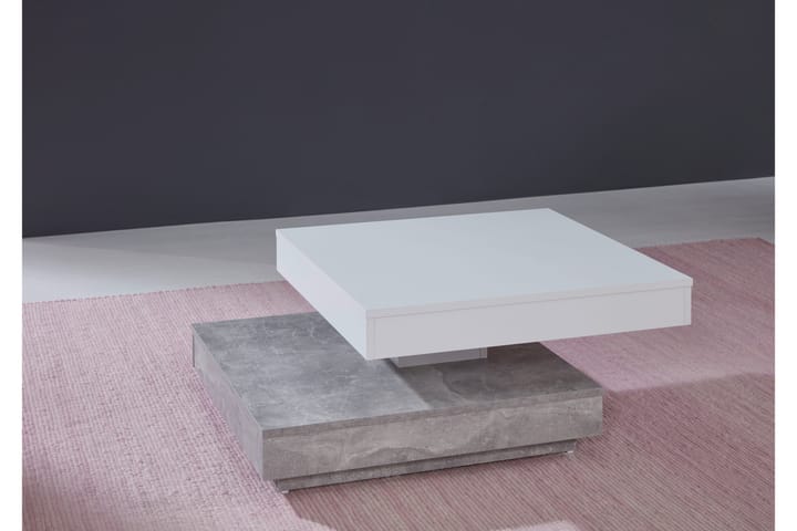 Soffbord Jalili 70 cm med Förvaring Hyllor - Betonggrå/Vit - Möbler - Bord & matgrupp - Soffbord