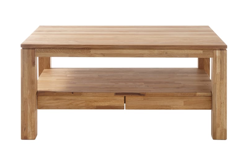 Soffbord Jarosiewicz 115 cm med Förvaring Hylla + 2 Lådor - Ek - Möbler - Bord & matgrupp - Soffbord