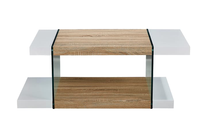 Soffbord Jaunita 120 cm med Förvaring Hylla - Glas/Vit/Brun - Möbler - Bord & matgrupp - Soffbord