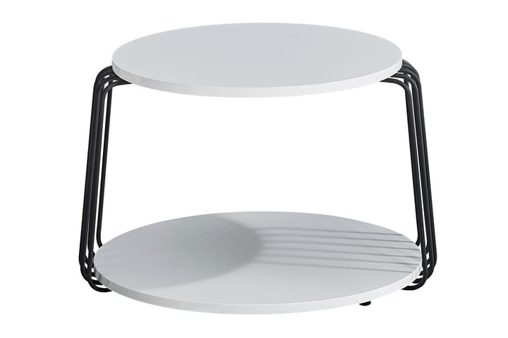 Soffbord Jaunita 60 cm Runt med Förvaring Hylla - Vit/Svart Järn - Möbler - Bord & matgrupp - Soffbord