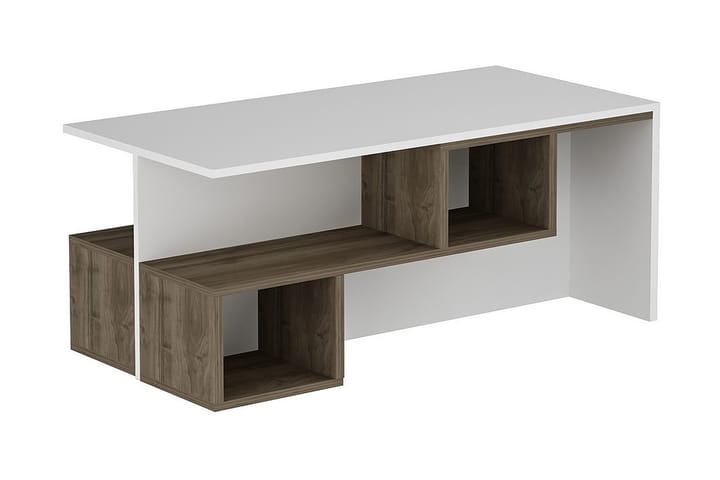 Soffbord Jnyah 100 cm med Förvaring Hyllor - Vit/Valnötsbrun - Möbler - Bord & matgrupp - Soffbord