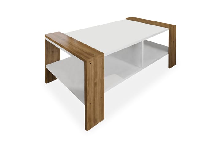 Soffbord Johnever 90 cm med Förvaring Hylla - Vit/Valnötsbrun - Möbler - Bord & matgrupp - Soffbord