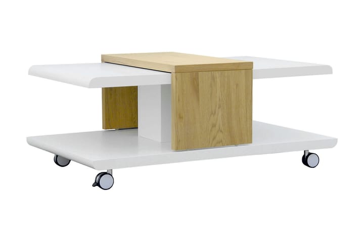 Soffbord Joliet 110 cm med Förvaring Hyllor på Hjul - Vit/Trä - Möbler - Bord & matgrupp - Soffbord