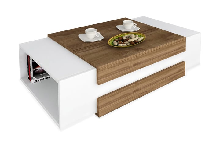Soffbord Joshua 110 cm - Vit/Valnötsbrun - Möbler - Bord & matgrupp - Soffbord