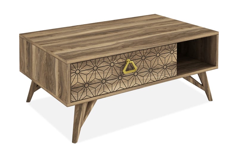 Soffbord Jospeh 90 cm med Förvaring Låda + Hylla Dekorerad - Valnötsbrun - Möbler - Bord & matgrupp - Soffbord