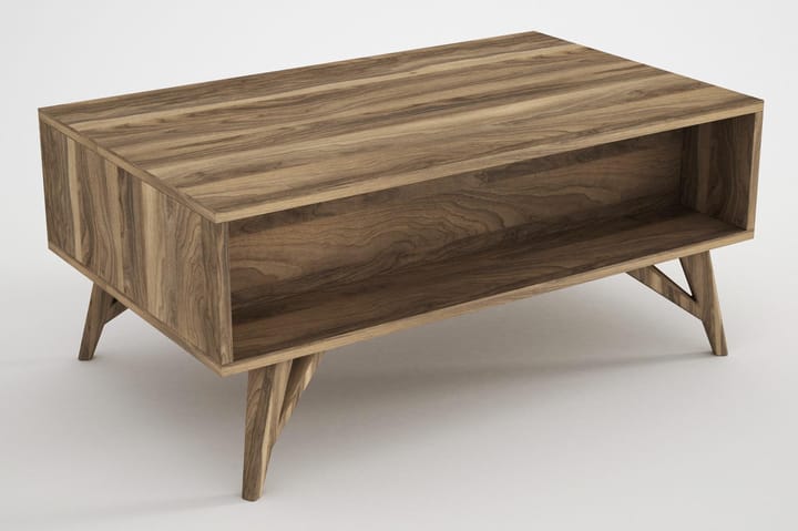 Soffbord Jospeh 90 cm med Förvaring Låda + Hylla Dekorerad - Valnötsbrun - Möbler - Bord & matgrupp - Soffbord