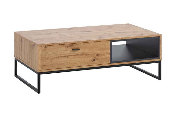 Soffbord Kahambwe 120 cm med Förvaring Låda + Hylla - Natur/Svart - Förvaring - Skåp - Vitrinskåp