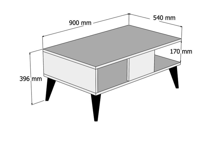Soffbord Kaltenhauser 90 cm med Förvaring Hylla Marmormönste - Valnötsbrun/Svart - Möbler - Bord & matgrupp - Soffbord