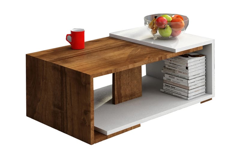 Soffbord Karan 70 cm med Förvaring Hylla - Vit/Valnötsbrun - Möbler - Bord & matgrupp - Soffbord