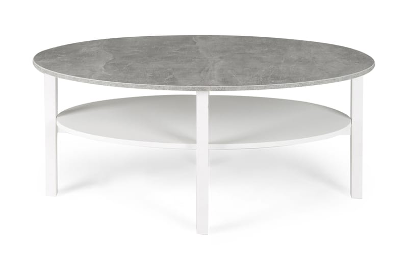 Soffbord Larissa 120 cm Ovalt med Förvaring Hylla - Betonggrå/Vit - Möbler - Fåtölj & stolar - Matstol & köksstol