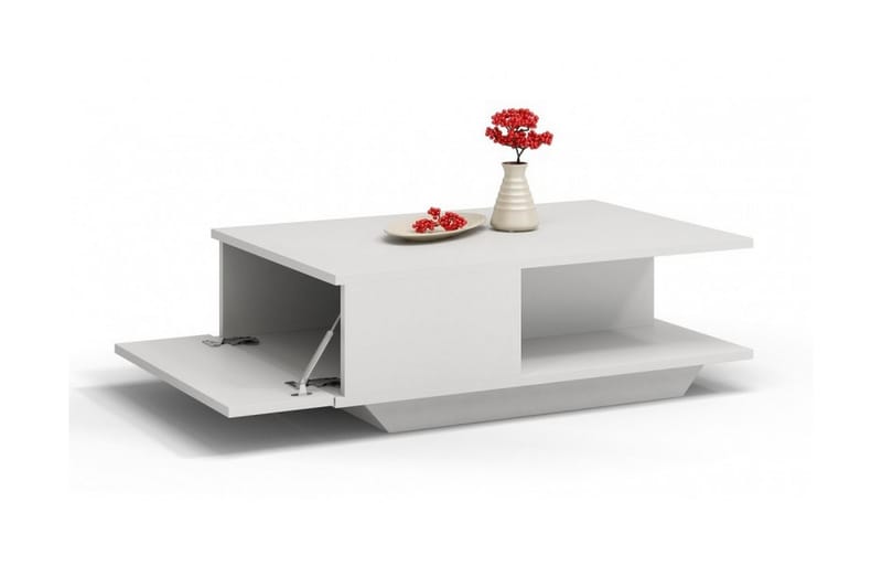 Soffbord Lochbuie 90 cm med Förvaring Hylla + Lucka - Vit - Möbler - Bord & matgrupp - Soffbord