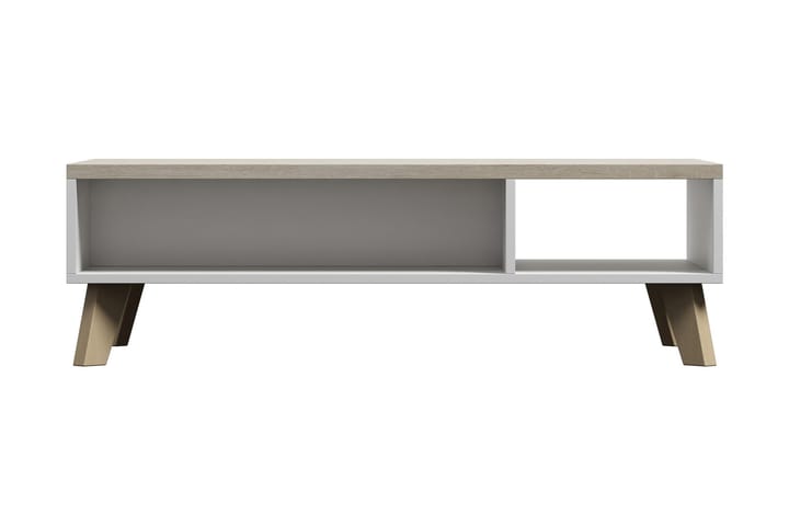 Soffbord Loteria 110 cm med Förvaring Hyllor - Vit/Sonomaek - Möbler - Bord & matgrupp - Soffbord