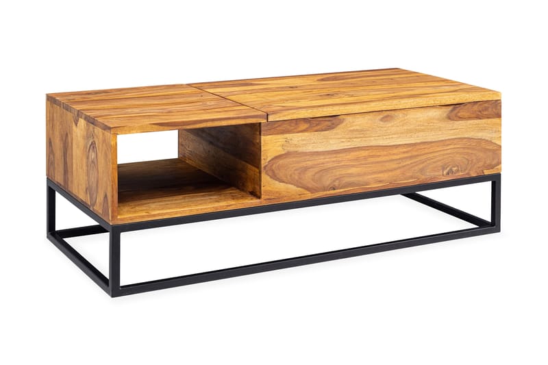 Soffbord Lowthert 110 cm med Förvaring - Massivt Trä/Svart - Möbler - Bord & matgrupp - Soffbord