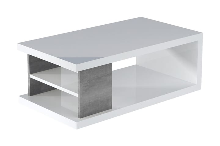 Soffbord Lukinia 110 cm med Förvaring Hyllor - Betonggrå/Vit - Möbler - Bord & matgrupp - Soffbord