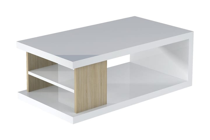 Soffbord Lukinia 110 cm med Förvaring Hyllor - Vit/Sandek - Möbler - Bord & matgrupp - Soffbord