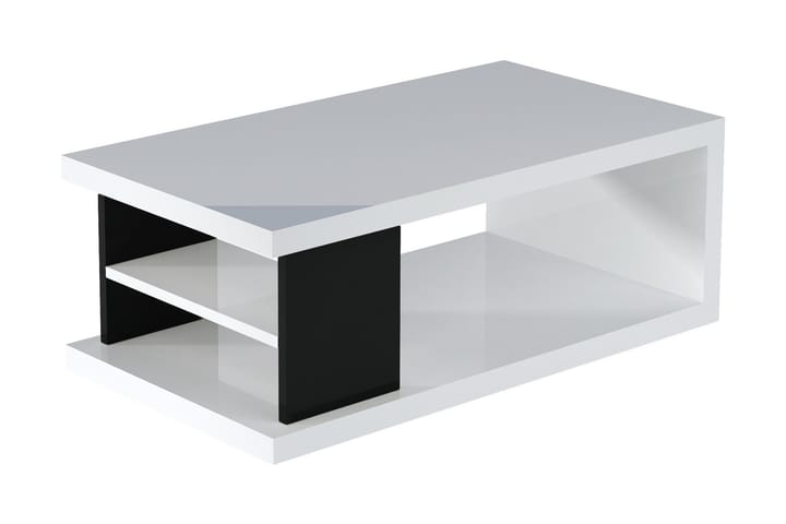 Soffbord Lukinia 110 cm med Förvaring Hyllor - Vit/Svart - Möbler - Bord & matgrupp - Soffbord