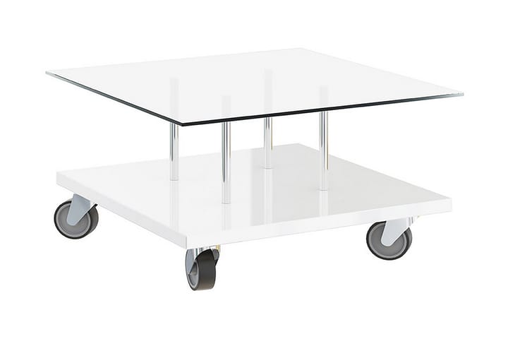 Soffbord Lydford 80 cm med Förvaring Hylla på Hjul - Vit - Möbler - Bord & matgrupp - Soffbord