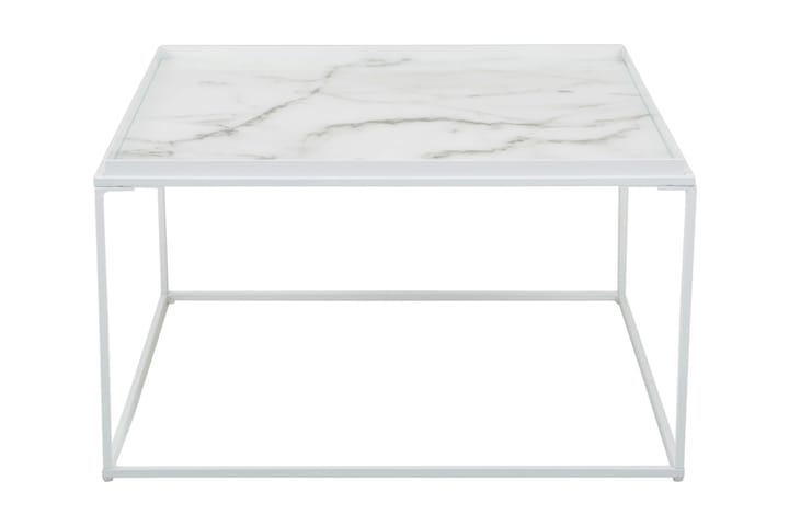 Soffbord Lyness 80 cm Marmormönster Kvadratisk - Glas/Vit - Möbler - Bord & matgrupp - Soffbord