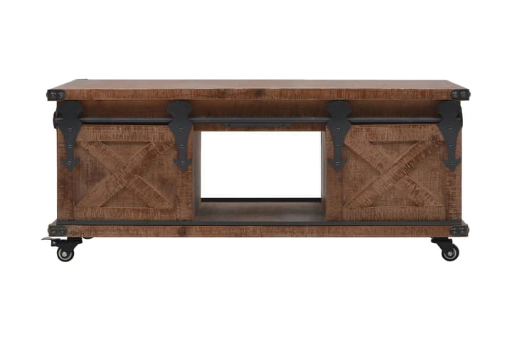 Soffbord massivt granträ 91x51x38 cm brun - Brun - Möbler - Bord & matgrupp - Soffbord - Soffbord med hjul