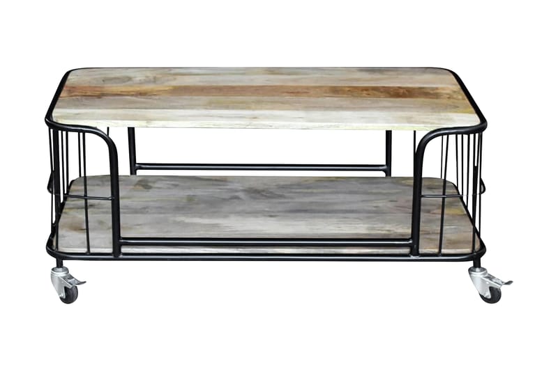 Soffbord massivt mangoträ 100x50x35 cm - Brun - Möbler - Bord & matgrupp - Soffbord - Soffbord med hjul