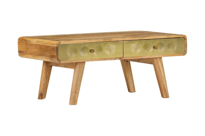 Soffbord massivt mangoträ 90x50x40 cm - Guld - Möbler - Bord & matgrupp - Soffbord