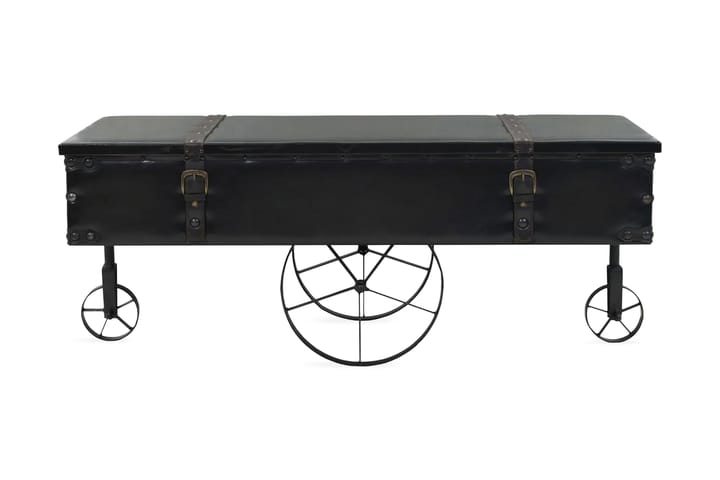 Soffbord MDF och granträ 110x55x43 cm - Svart - Möbler - Bord & matgrupp - Soffbord - Soffbord med hjul