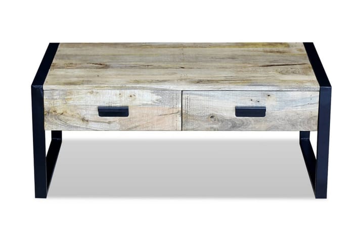 Soffbord med 2 lådor massivt mangoträ 100x60x40 cm - Brun - Möbler - Bord & matgrupp - Soffbord