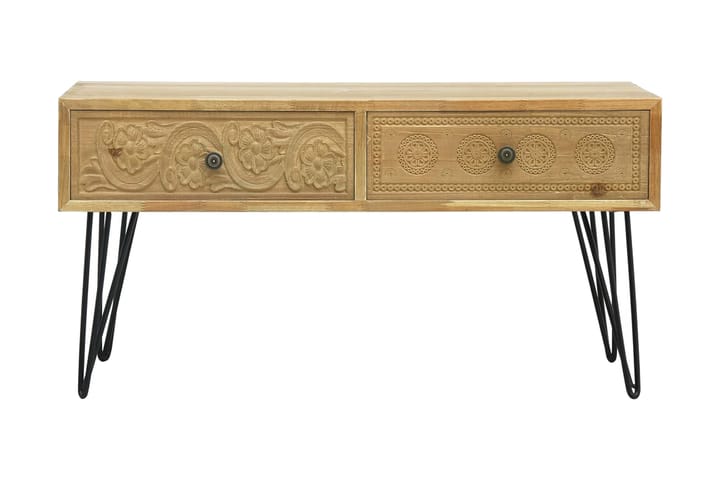 Soffbord med 2 lådor sniderier brun 80x40x40,5 cm trä - Grå - Möbler - Bord & matgrupp - Soffbord