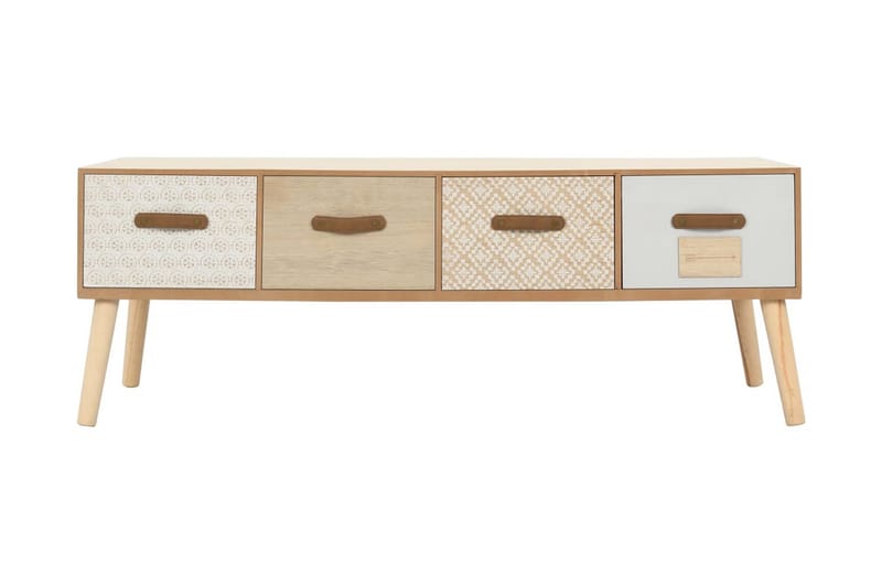 Soffbord med 4 lådor 110x50x40 cm massiv furu - Brun - Möbler - Bord & matgrupp - Soffbord