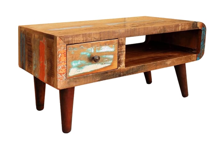 Soffbord med böjd kant 1 låda återvunnet trä - Brun - Möbler - Bord & matgrupp - Soffbord