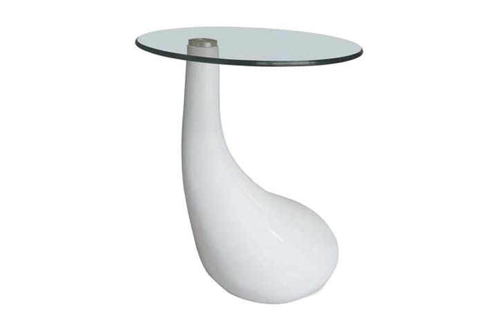 Soffbord med rund bordsskiva glas högglans vit - Vit - Möbler - Bord & matgrupp - Soffbord