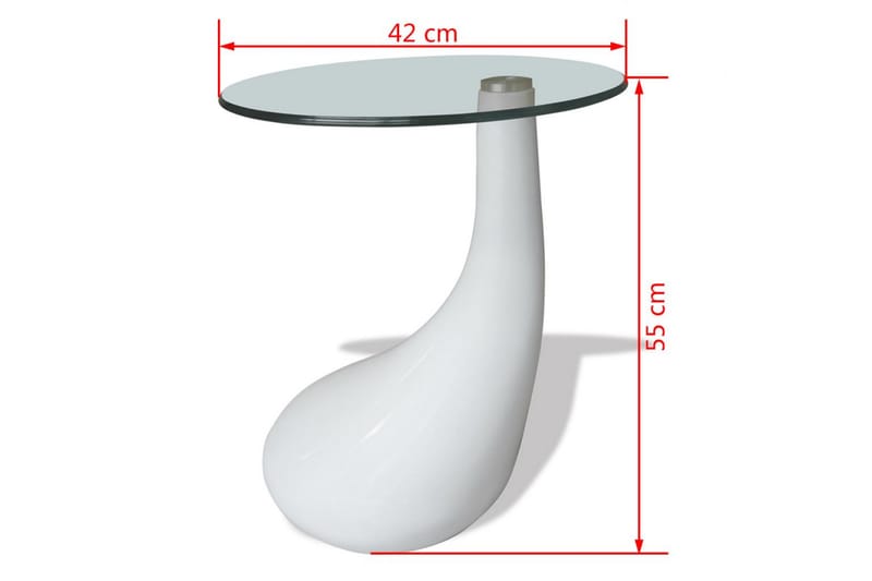 Soffbord med rund bordsskiva glas högglans vit - Vit - Möbler - Bord & matgrupp - Soffbord