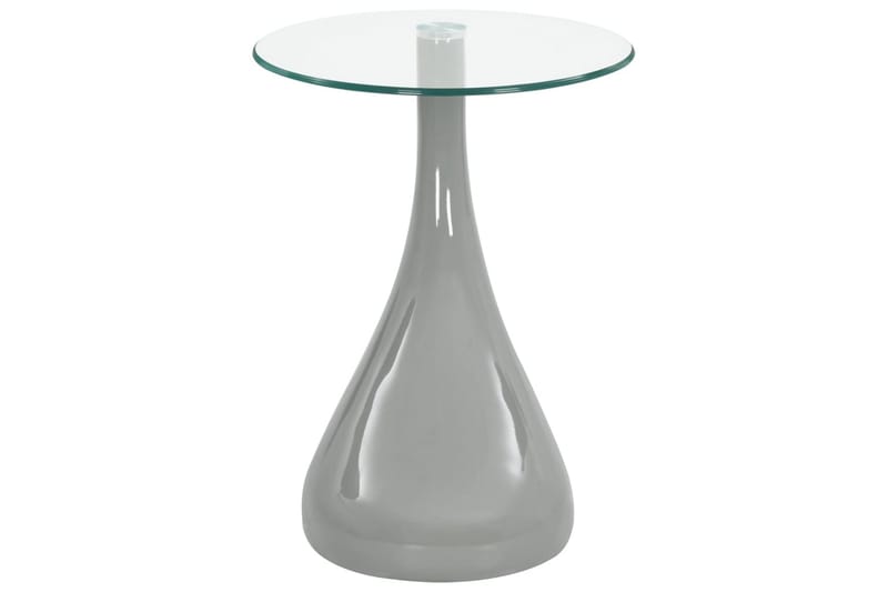 Soffbord med rund glasskiva högglans grå