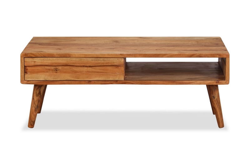 Soffbord med snidad låda massivt trä 100x50x40 cm - Brun - Möbler - Bord & matgrupp - Soffbord