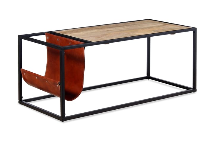 Soffbord med tidningsställ 110x50x45 cm äkta läder - Flerfärgad - Möbler - Bord & matgrupp - Soffbord
