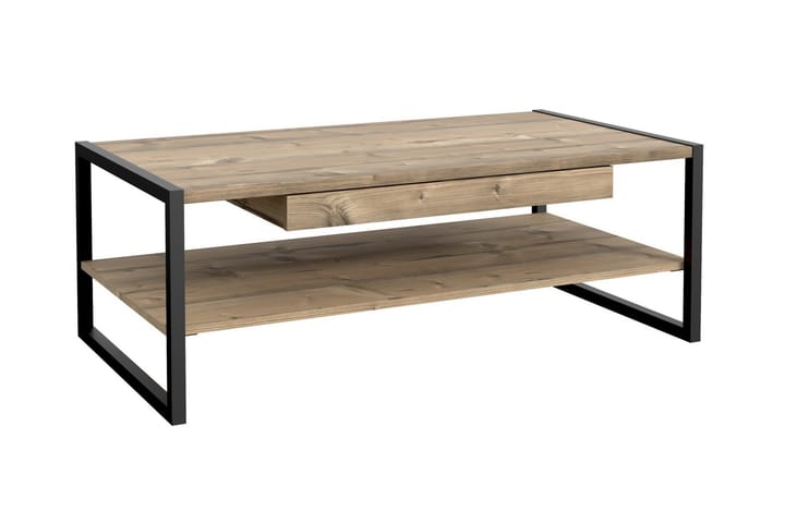 Soffbord Mesne 111 cm med Förvaring Hylla + Låda - Brun/Grå - Möbler - Bord & matgrupp - Soffbord