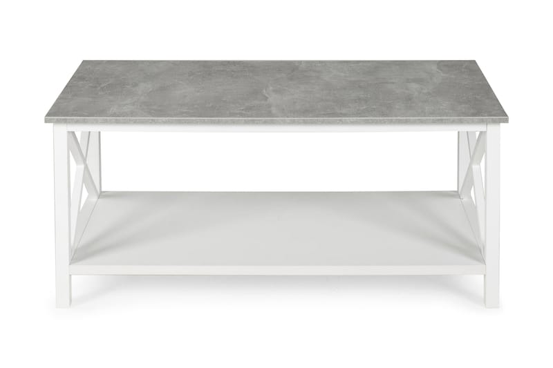 Soffbord Mikael 120 cm med Förvaring Hylla - Betonggrå/Vit - Möbler - Bord & matgrupp - Soffbord