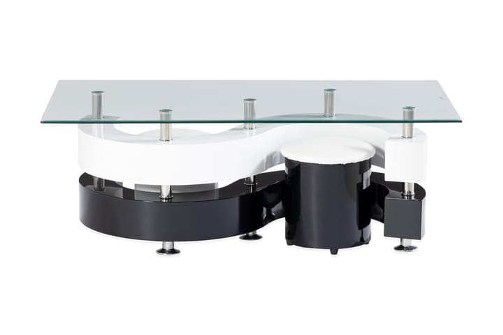 Soffbord Mintz 130 cm - Glas/Vit/Svart - Möbler - Bord & matgrupp - Soffbord - Soffbord med förvaring