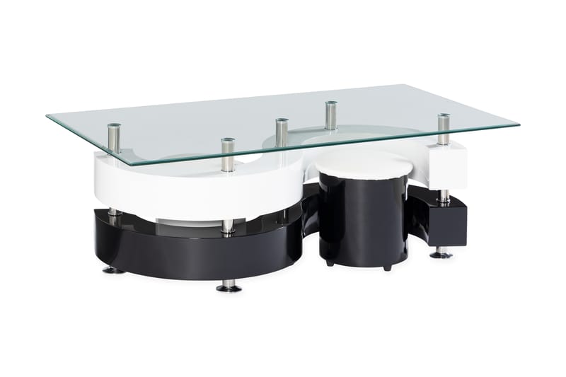 Soffbord Mintz 130 cm - Glas/Vit/Svart - Möbler - Bord & matgrupp - Soffbord