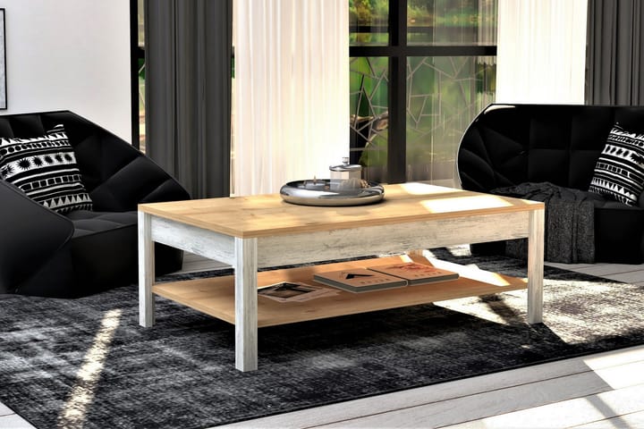 Soffbord Molide 100 cm med Förvaring Hylla - Natur/Blå/Vit - Möbler - Bord & matgrupp - Soffbord
