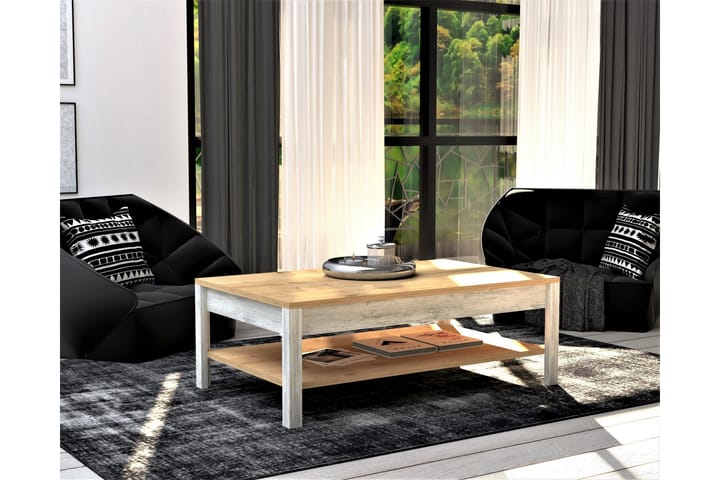 Soffbord Molide 100 cm med Förvaring Hylla - Natur/Blå/Vit - Möbler - Bord & matgrupp - Soffbord