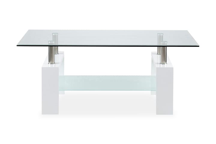 Soffbord Mycelis 110 cm med Förvaring Hylla - Glas/Vit/Krom - Möbler - Bord & matgrupp - Soffbord