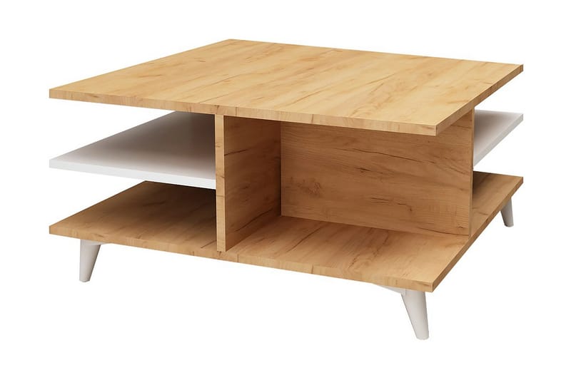 Soffbord Naidaj 80 cm med Förvaring Hyllor - Trä/Vit - Möbler - Bord & matgrupp - Soffbord